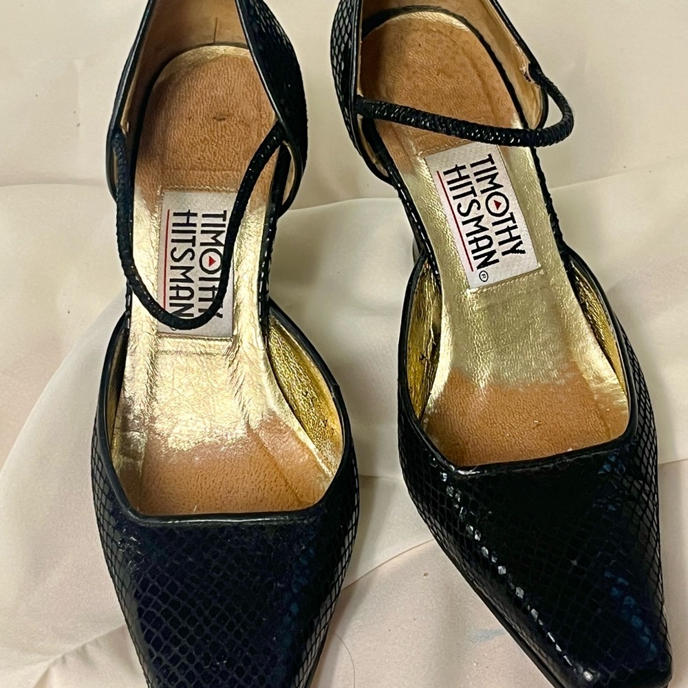 Timothy Hitsman Black Snakeskin Heels